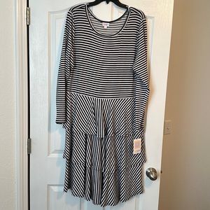 LuLaRoe Georgia Black and White Striped Dress NWT